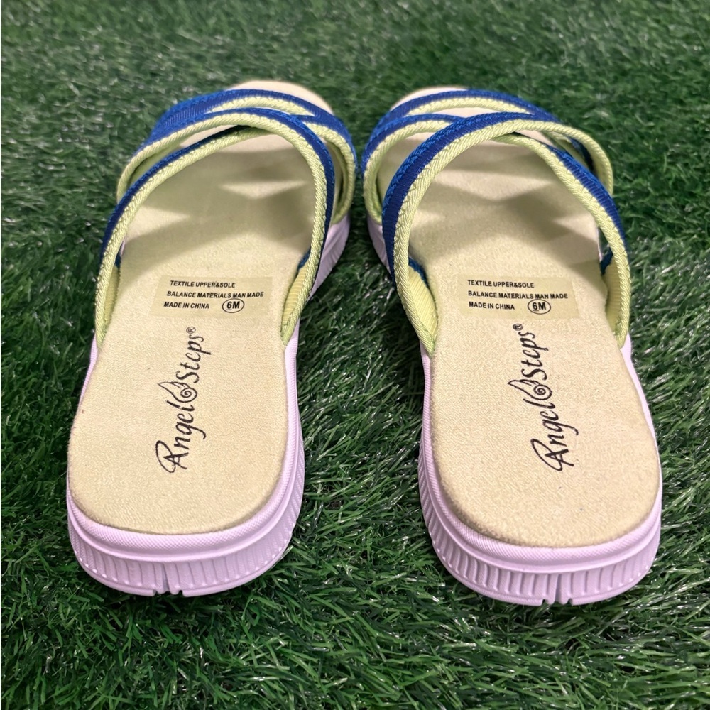 NEW Angel Steps Dede Athletic Slides-Size: 6M-Colors: Blue/Green - Picture 5 of 6
